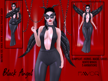 Second Life Marketplace - FAVOR - Black Angel Costume